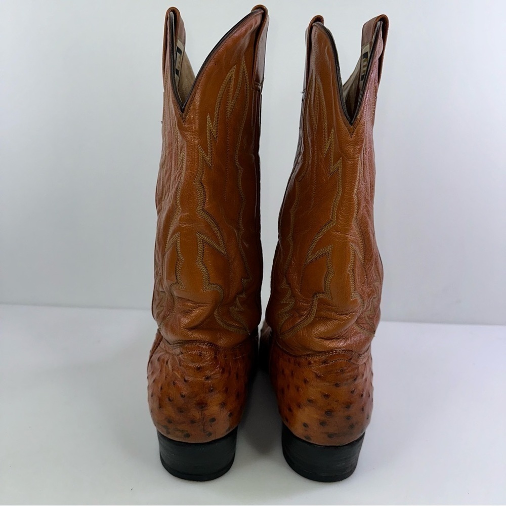 MENS DAVID EDEN TAN COGNAC GENUINE OSTRICH QUILL COWBOY WESTERN BOOTS 10D - Picture 5 of 9